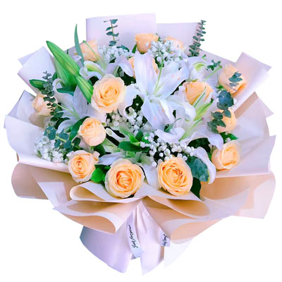 锦州16朵香槟玫瑰2支百合，爱的温暖和幸福