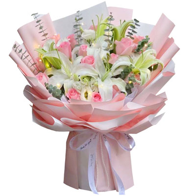 锦州16朵粉玫瑰百合，感情稳定坚固